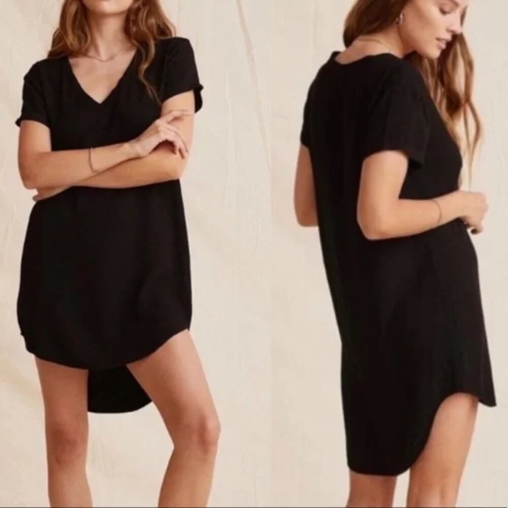 Cloth & Stone Justine T Shirt Dress Black V Neck Size S